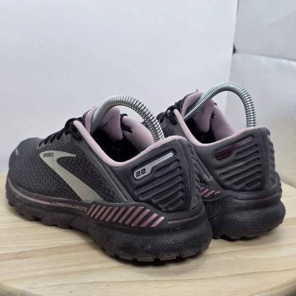 Women's Sz 7.5 B - Brooks Adrenaline GTS 22 Running Shoes Black Pink 1203531B015 - Picture 7 of 9